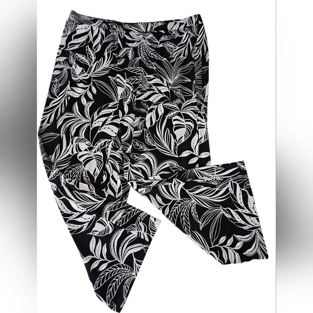 SUSAN GRAVER WIDE LEG PANTS SZ LP BLACK WHITE - Picture 4 of 7